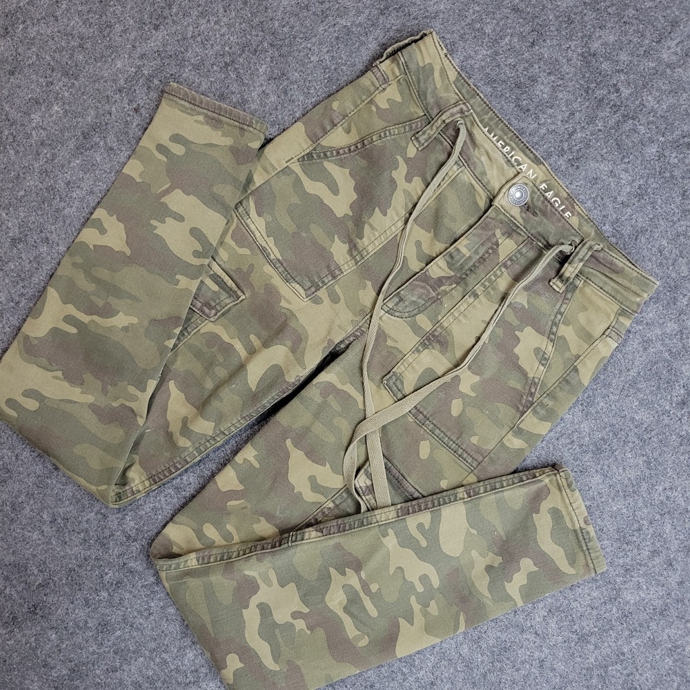 American Eagle Jeans Womens 2R Multicolor Camo Jegging Super High Rise Cropped